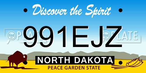 991EJZ North Dakota License Plate
