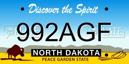 992AGF North Dakota License Plate