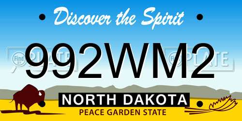 992WM2 North Dakota License Plate