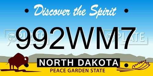 992WM7 North Dakota License Plate