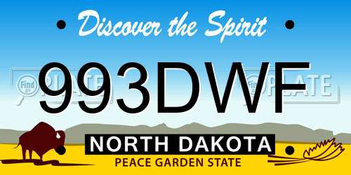 993DWF North Dakota License Plate