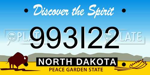 993I22 North Dakota License Plate