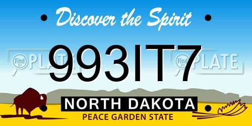 993IT7 North Dakota License Plate