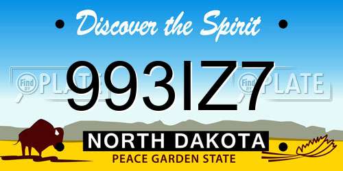 993IZ7 North Dakota License Plate