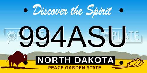 994ASU North Dakota License Plate