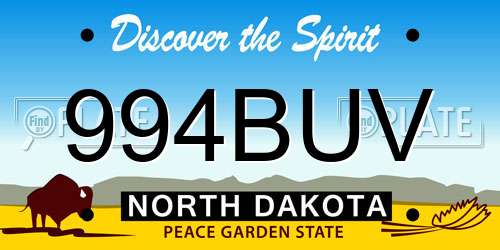 994BUV North Dakota License Plate