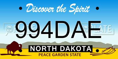 994DAE North Dakota License Plate