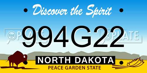 994G22 North Dakota License Plate