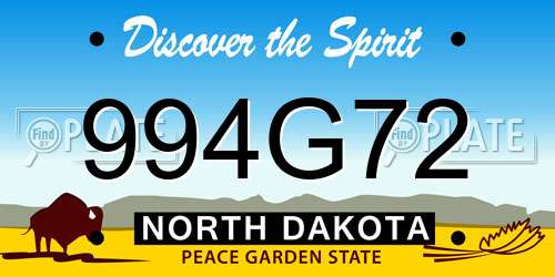 994G72 North Dakota License Plate