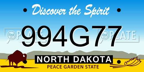 994G77 North Dakota License Plate