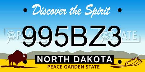 995BZ3 North Dakota License Plate