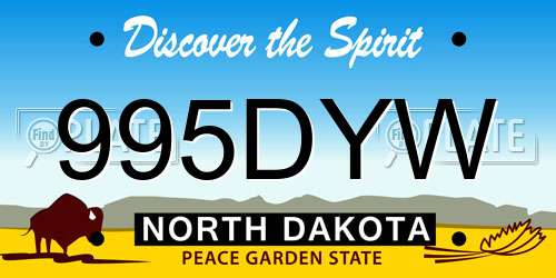 995DYW North Dakota License Plate