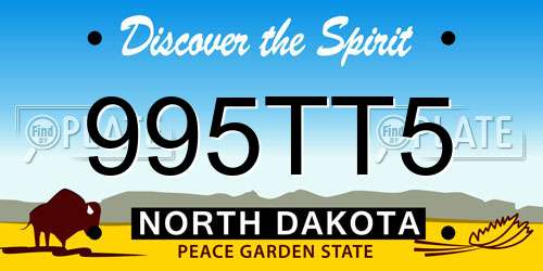 995TT5 North Dakota License Plate