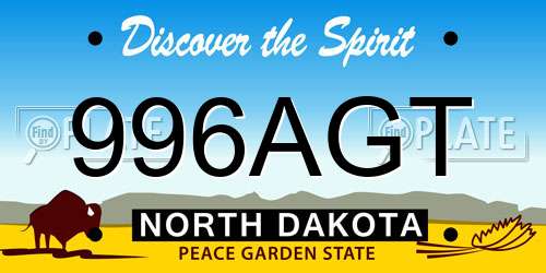 996AGT North Dakota License Plate