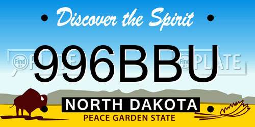 996BBU North Dakota License Plate