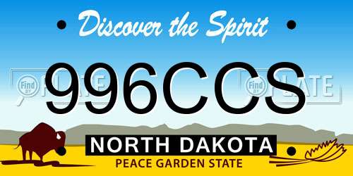 996CCS North Dakota License Plate
