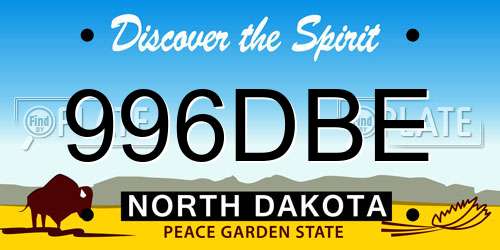 996DBE North Dakota License Plate