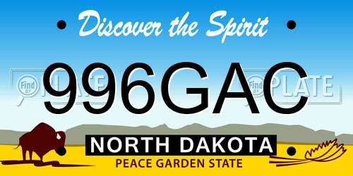 996GAC North Dakota License Plate