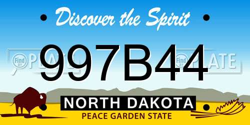 997B44 North Dakota License Plate