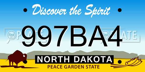 997BA4 North Dakota License Plate