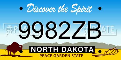 9982ZB North Dakota License Plate