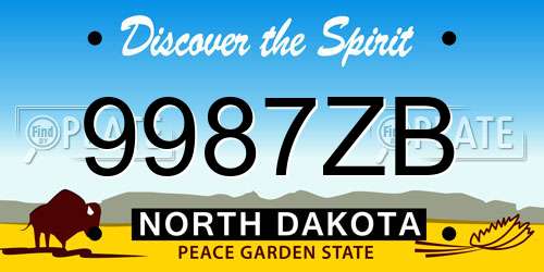 9987ZB North Dakota License Plate