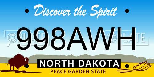 998AWH North Dakota License Plate