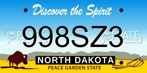 998SZ3 North Dakota License Plate