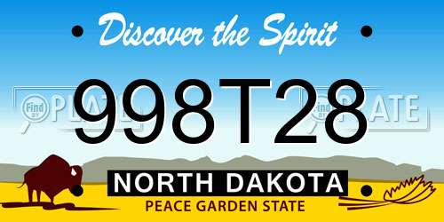 998T28 North Dakota License Plate