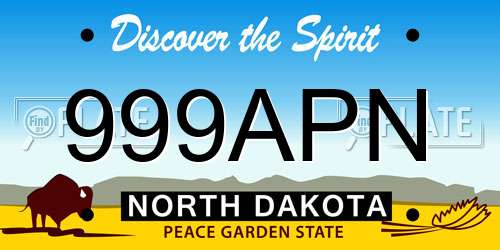999APN North Dakota License Plate