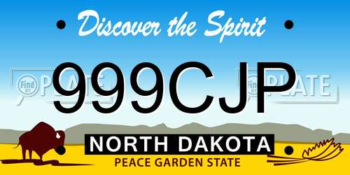 999CJP North Dakota License Plate