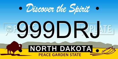 999DRJ North Dakota License Plate