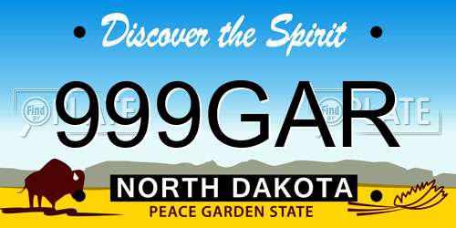 999GAR North Dakota License Plate