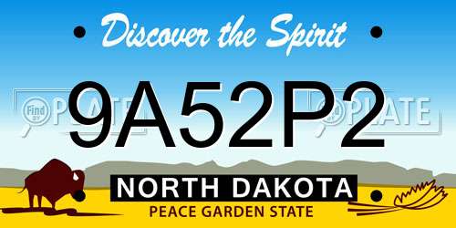 9A52P2 North Dakota License Plate