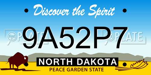 9A52P7 North Dakota License Plate