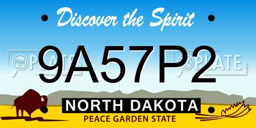9A57P2 North Dakota License Plate