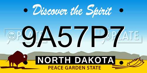 9A57P7 North Dakota License Plate