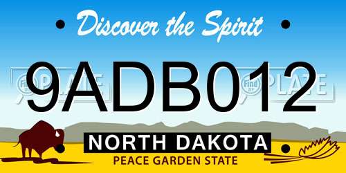 9ADB012 North Dakota License Plate