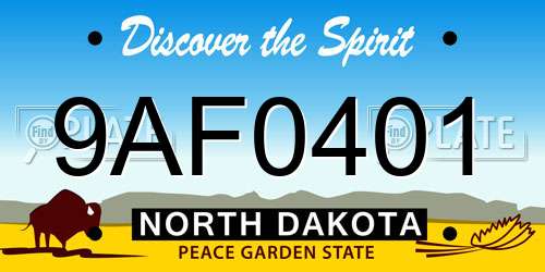 9AF0401 North Dakota License Plate