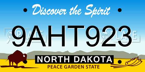 9AHT923 North Dakota License Plate