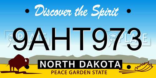 9AHT973 North Dakota License Plate