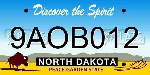 9AOB012 North Dakota License Plate