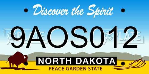 9AOS012 North Dakota License Plate