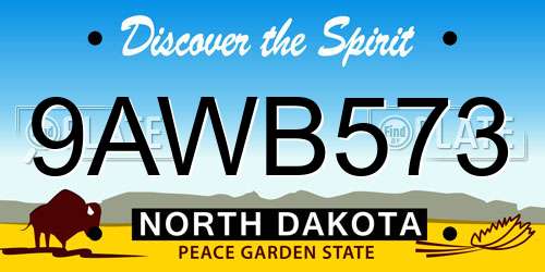 9AWB573 North Dakota License Plate