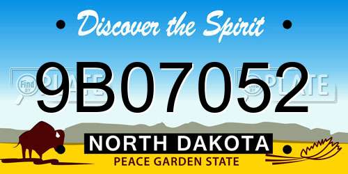 9B07052 North Dakota License Plate