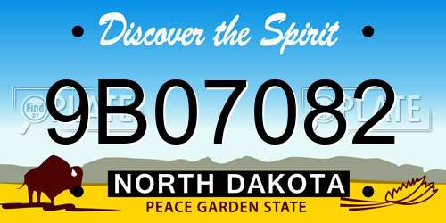 9B07082 North Dakota License Plate
