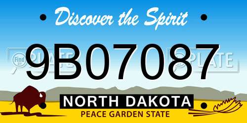 9B07087 North Dakota License Plate