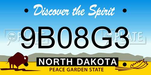 9B08G3 North Dakota License Plate