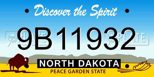 9B11932 North Dakota License Plate