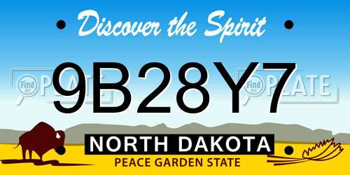 9B28Y7 North Dakota License Plate